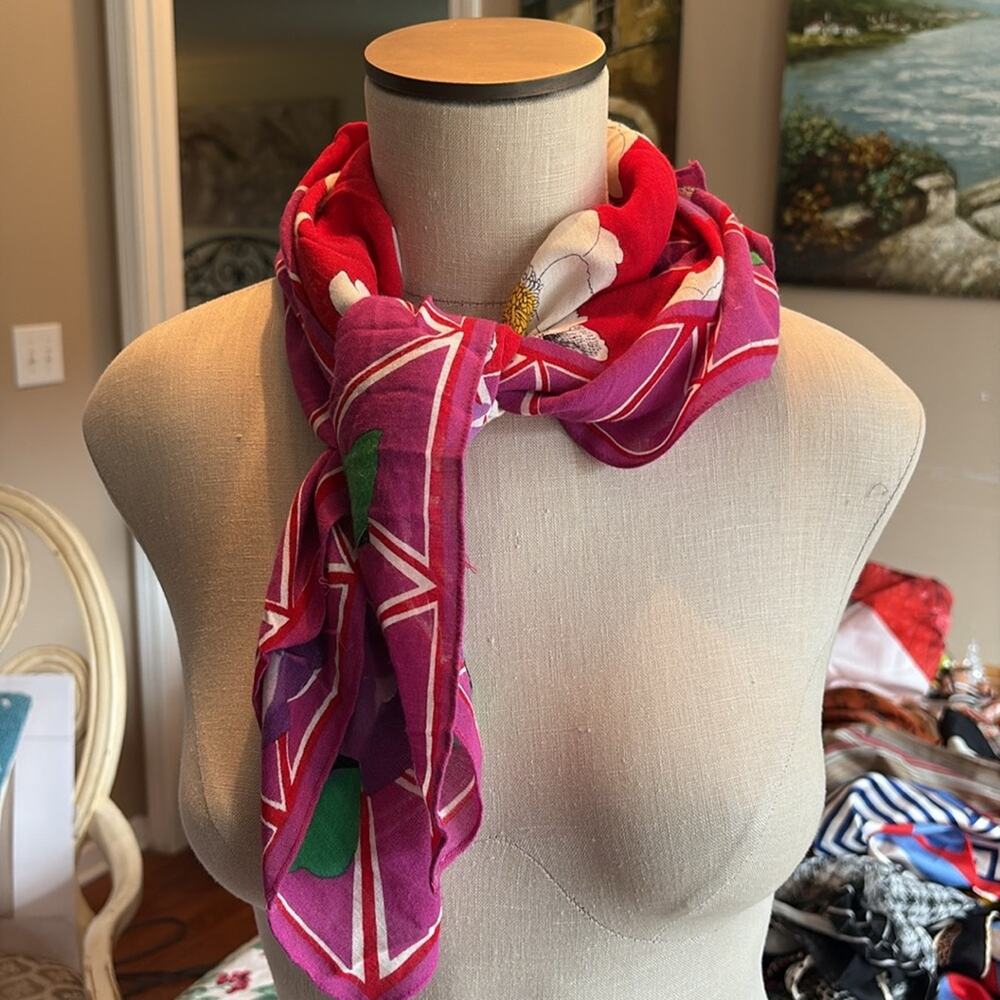 Oscar de la Renta multi print made in Japan Floral Scarf